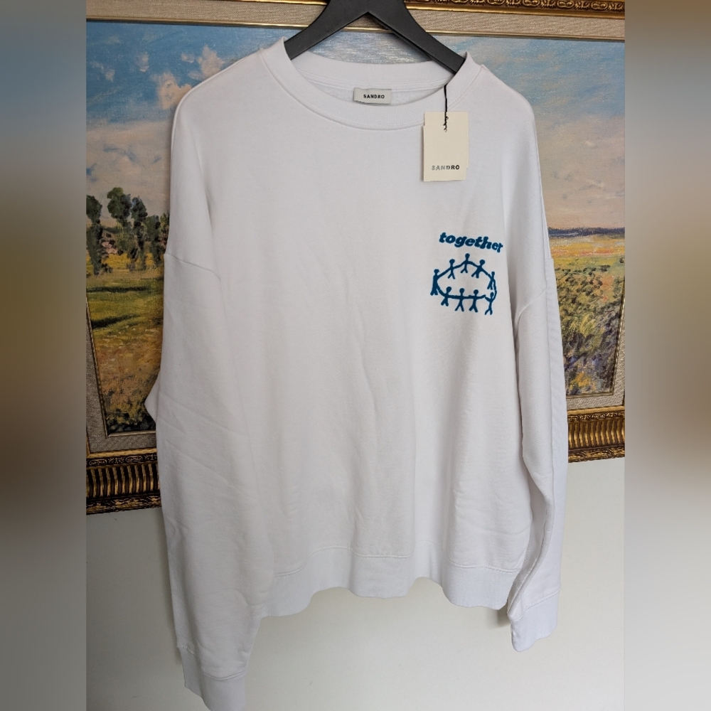 Sandro White Together Sweatshirt